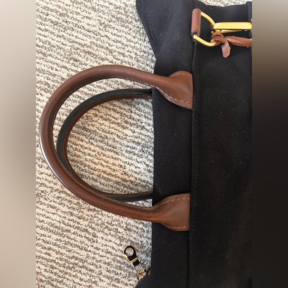 R. Riveter Otto Tote Black Canvas & Brown Leather, Made in USA, Like New. - Picture 11 of 12